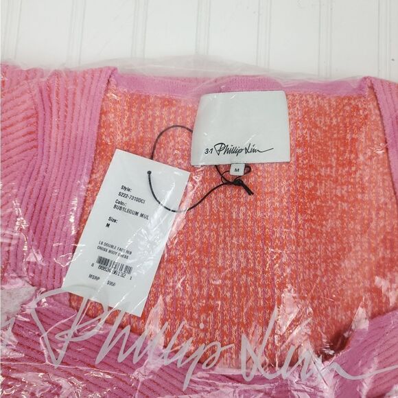 3.1 Phillip Lim Women's Long Sleeve Double Face Rib Cross Body Dress - Bubblegum - Picture 14 of 15